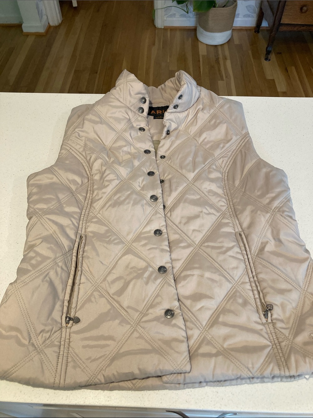 Ariat Quilted Sleeveless Vest in Light Tan